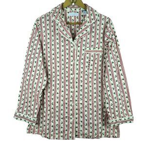 Vintage NWT Erika Taylor Christmas Holly Leaves Pajamas Shirt Size M